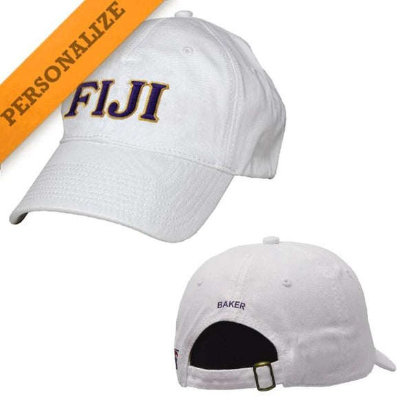 FIJI Personalized White Hat | Phi Gamma Delta | Headwear > Billed hats