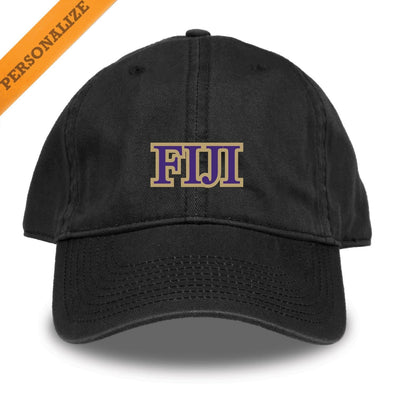 FIJI Personalized Black Hat | Phi Gamma Delta | Headwear > Billed hats