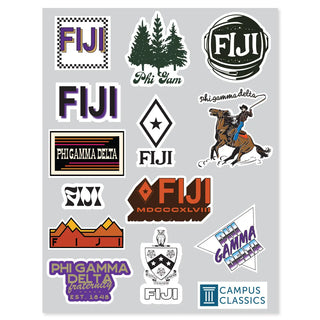 FIJI Retro Sticker Sheet Phi Gamma Delta