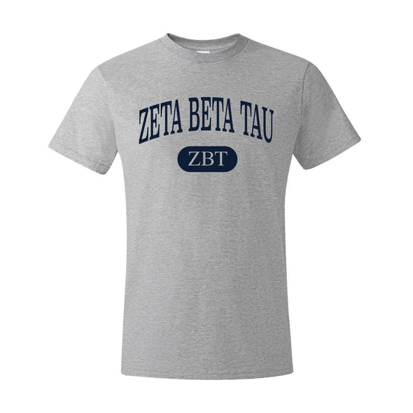 ZBT Heather Gray Letter Tee | Zeta Beta Tau | Shirts > Short sleeve t-shirts