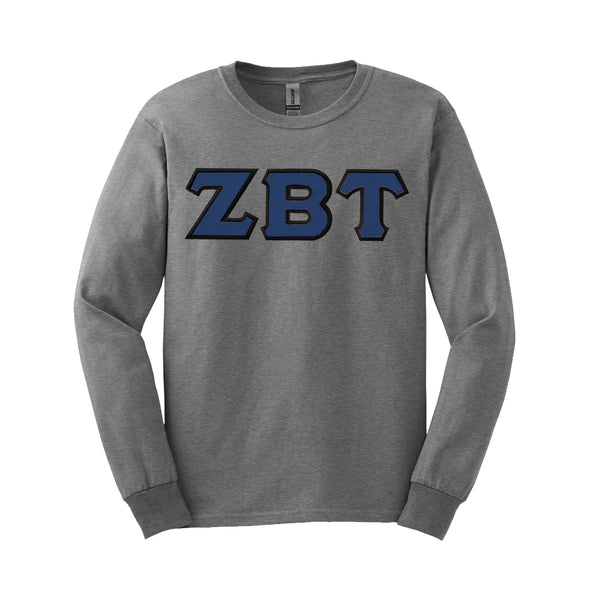 ZBT Heather Gray Long Sleeve Tee with Sewn On Letters