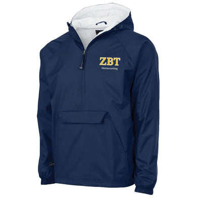 Zeta Beta Tau Personalized Charles River Navy Classic 1/4 Zip Rain Jacket | Zeta Beta Tau | Outerwear > Jackets