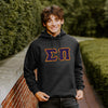 Sigma Pi Black Hoodie with Sewn On Letters