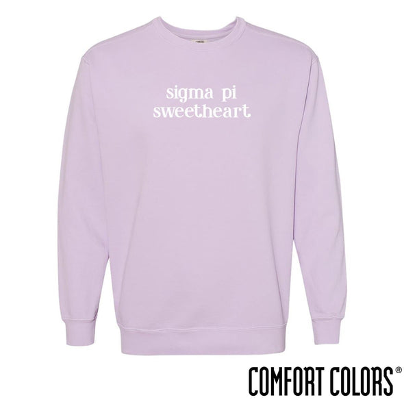 New! Sigma Pi Comfort Colors Purple Sweetheart Crewneck | Sigma Pi | Sweatshirts > Crewneck sweatshirts