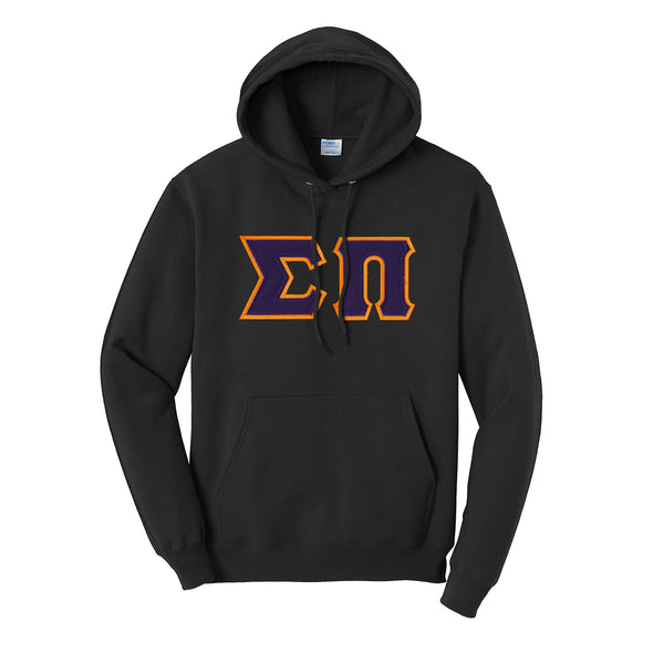 Sigma Pi Black Hoodie with Sewn On Letters