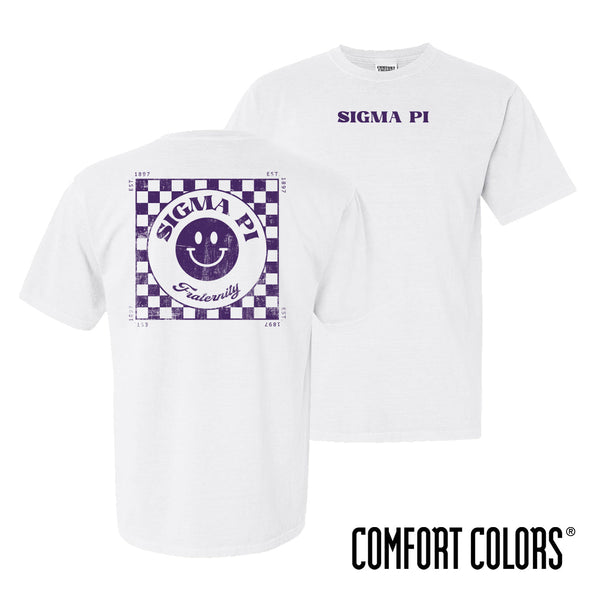 Sigma Pi Comfort Colors Retro Smiley Short Sleeve Tee