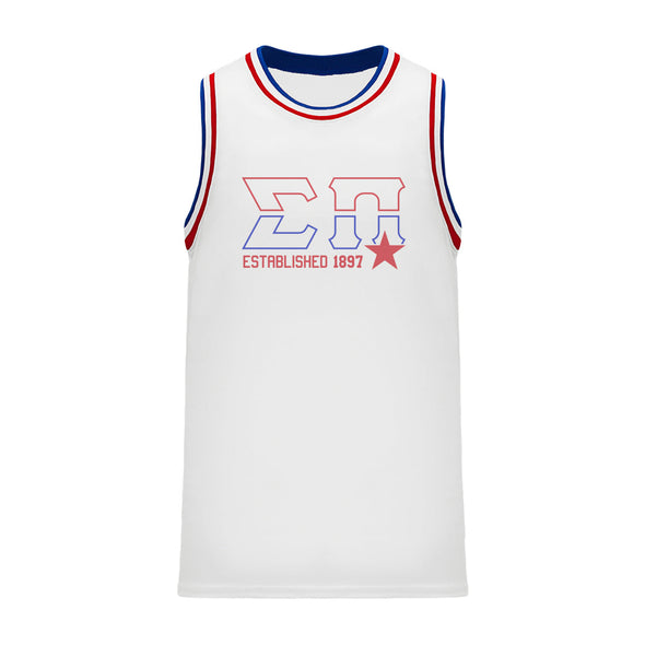 Sigma Pi Retro Block Basketball Jersey | Sigma Pi | Shirts > Jerseys