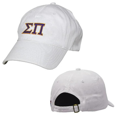 Sigma Pi White Greek Letter Adjustable Hat | Sigma Pi | Headwear > Billed hats