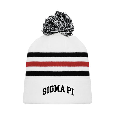 Sigma Pi White Hockey Knit Beanie | Sigma Pi | Headwear > Beanies