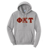 Phi Tau Heather Gray Hoodie with Sewn On Letters