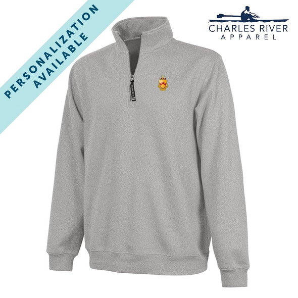 Phi Tau Embroidered Crest Gray Quarter Zip | Phi Kappa Tau | Sweatshirts > 1/4 zip sweatshirts