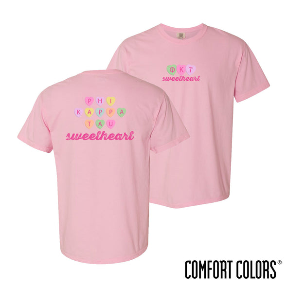 New! Phi Tau Comfort Colors Candy Hearts Short Sleeve Tee