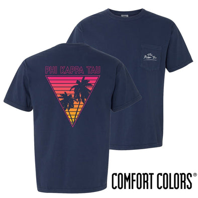 Phi Tau Comfort Colors Navy Short Sleeve Miami Pocket Tee | Phi Kappa Tau | Shirts > Short sleeve t-shirts