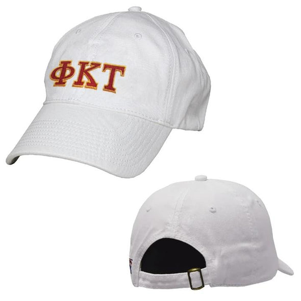 Phi Tau White Greek Letter Adjustable Hat | Phi Kappa Tau | Headwear > Billed hats