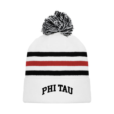 Phi Tau White Hockey Knit Beanie | Phi Kappa Tau | Headwear > Beanies