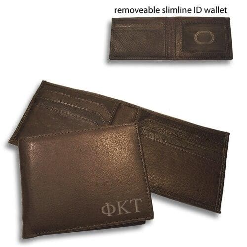 Phi Tau Brown Bi-Fold Greek Letter Wallet | Phi Kappa Tau | Bags > Wallets