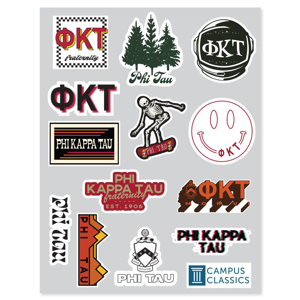 Phi Tau Retro Sticker Sheet – Campus Classics