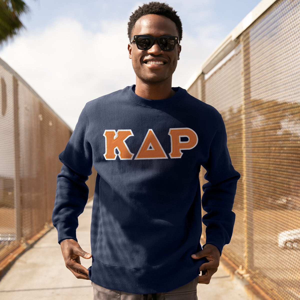 Kappa Delta Rho Navy Crew Sweatshirt Campus Neck with Classics – On Sewn Letters
