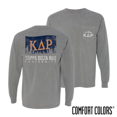 KDR Gray Comfort Colors Flag Long Sleeve Pocket Tee | Kappa Delta Rho | Shirts > Long sleeve t-shirts