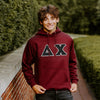 Delta Chi Deep Red Hoodie with Sewn On Letters