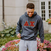 Delta Chi Dark Heather Hoodie with Sewn On Letters