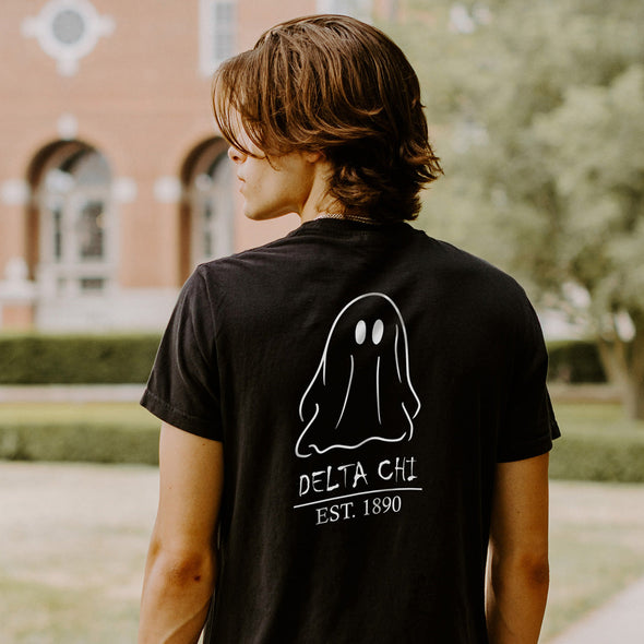 New! Delta Chi Comfort Colors Black Ghost Short Sleeve Tee