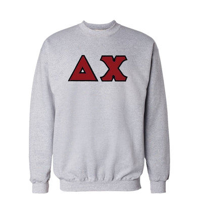 Delta Chi Heather Gray Crew Neck Sweatshirt with Sewn On Letters