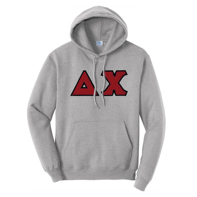 Delta Chi Heather Gray Hoodie With Sewn On Letters