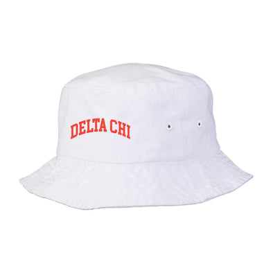 Delta Chi Title White Bucket Hat | Delta Chi | Headwear > Bucket hats