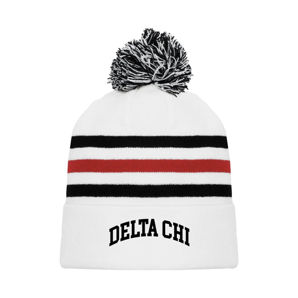 Delta Chi White Hockey Knit Beanie | Delta Chi | Headwear > Beanies