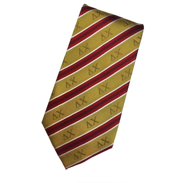Sale! Delta Chi Gold and Red Striped Silk Tie | Delta Chi | Ties > Neck ties