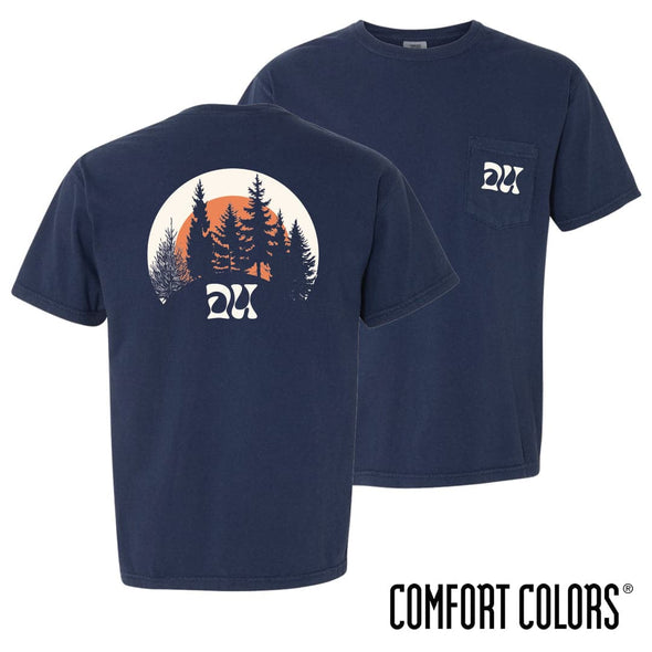 Delta Upsilon Comfort Colors Navy Pine Short Sleeve Pocket Tee
