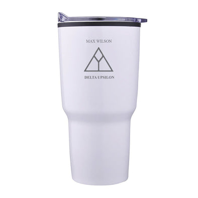 Delta Upsilon Personalized 30oz White Tumbler | Delta Upsilon | Drinkware > Travel mugs