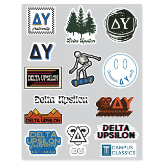 Delta Upsilon Retro Sticker Sheet Delta Upsilon