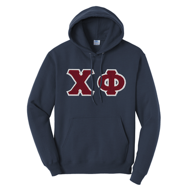 Chi Phi Navy Hoodie with Sewn On Letters