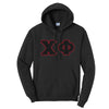 Chi Phi Black Hoodie with Black Sewn On Letters