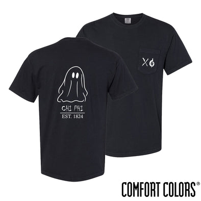 New! Chi Phi Comfort Colors Black Ghost Short Sleeve Tee