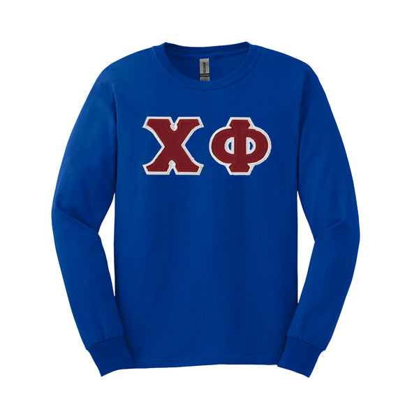 Chi Phi Royal Long Sleeve Tee with Sewn On Letters