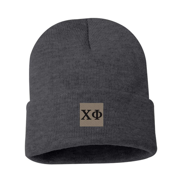Chi Phi Charcoal Letter Beanie | Chi Phi | Headwear > Beanies