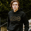 Alpha Sig Black Hoodie with Black Sewn On Letters