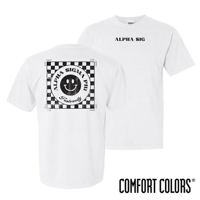 Alpha Sig Comfort Colors Retro Smiley Short Sleeve Tee