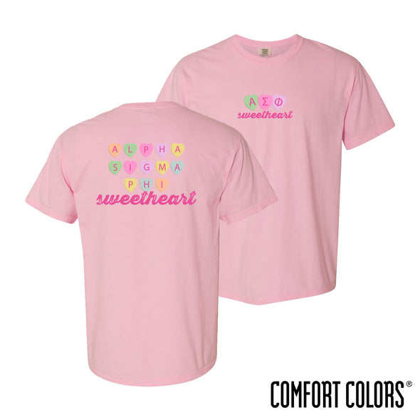 New! Alpha Sig Comfort Colors Candy Hearts Short Sleeve Tee