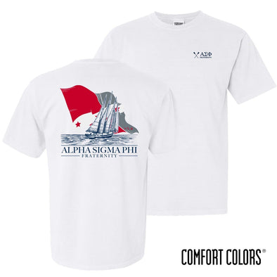 Alpha Sig Comfort Colors White Seafarer Short Sleeve Tee | Alpha Sigma Phi | Shirts > Short sleeve t-shirts