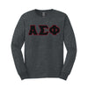 Alpha Sig Dark Heather Long Sleeve Tee with Sewn On Letters