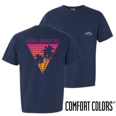 Alpha Sig Comfort Colors Navy Short Sleeve Miami Pocket Tee | Alpha Sigma Phi | Shirts > Short sleeve t-shirts