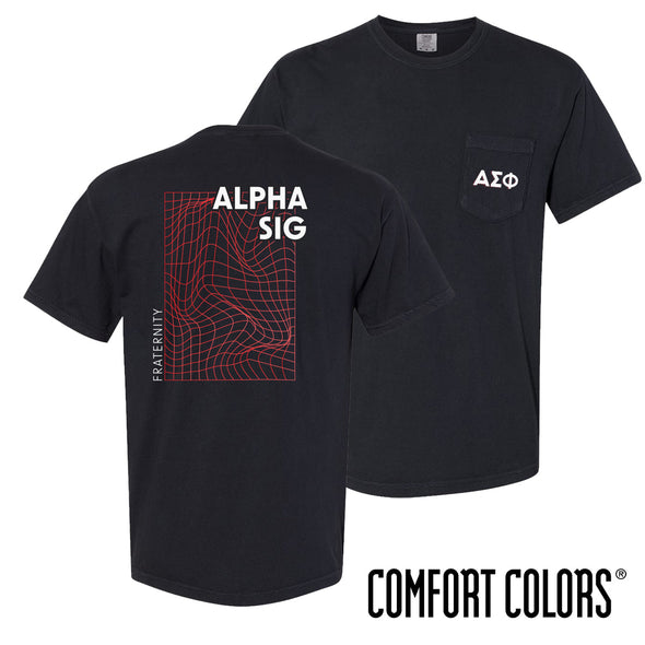 Alpha Sig Comfort Colors Neon Warp Short Sleeve Pocket Tee