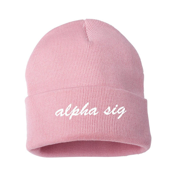 Alpha Sig Pink Sweetheart Beanie | Alpha Sigma Phi | Headwear > Beanies