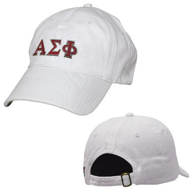 Alpha Sigma Phi White Greek Letter Adjustable Hat | Alpha Sigma Phi | Headwear > Billed hats