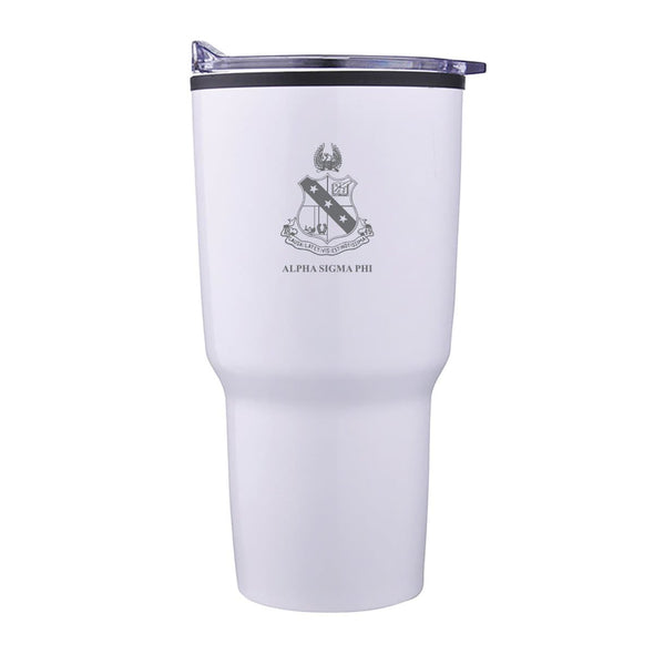 Alpha Sig 30oz White Tumbler | Alpha Sigma Phi | Drinkware > Travel mugs