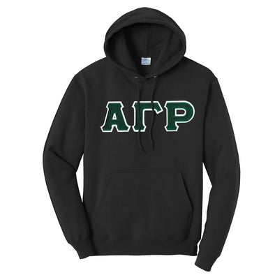 AGR Black Hoodie with Sewn On Greek Letters | Alpha Gamma Rho | Sweatshirts > Hooded sweatshirts